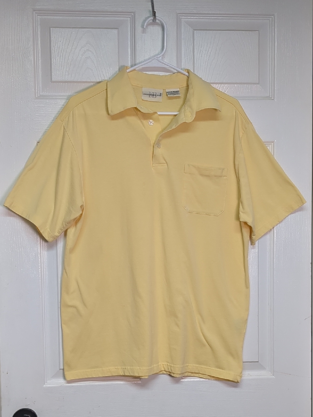 VTG 90s Knights Bridge Mens Yellow Short Sleeve Polo Shirt Pocket Size Medium